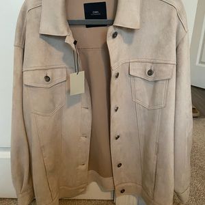 Zara Suede Shirt Jacket (Shacket) - Tan / Camel colored